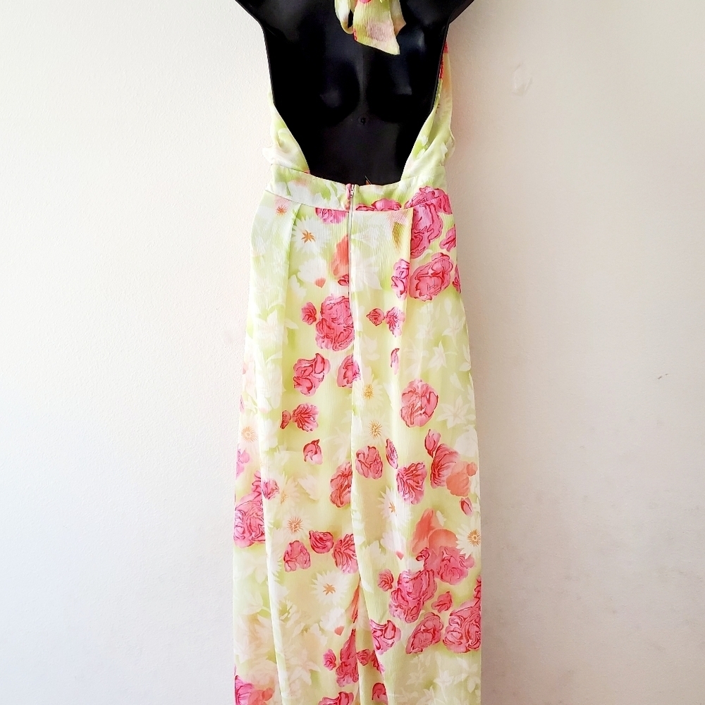 Ella Samani Women's Pink Floral Halter Neck Slim Maxi Dress Size M - Picture 8 of 10